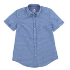 Modern Gingham Female Short Sleeves Dress Shirt