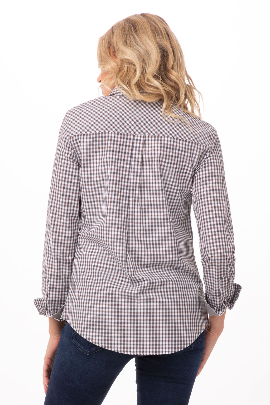 Modern Gingham Female Long Sleeves Dress Shirt