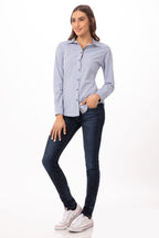 Modern Gingham Female Long Sleeves Dress Shirt