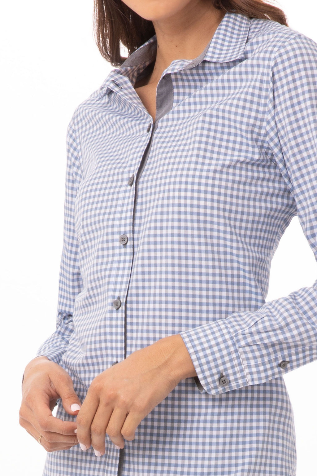 Modern Gingham Female Long Sleeves Dress Shirt