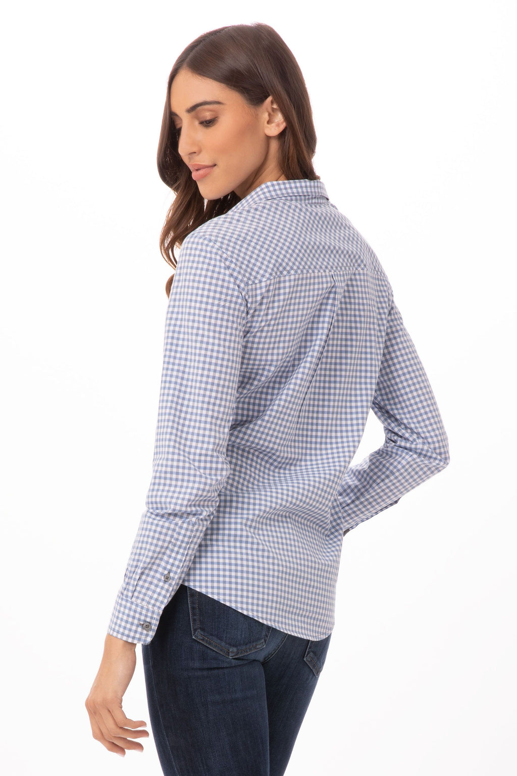 Modern Gingham Female Long Sleeves Dress Shirt