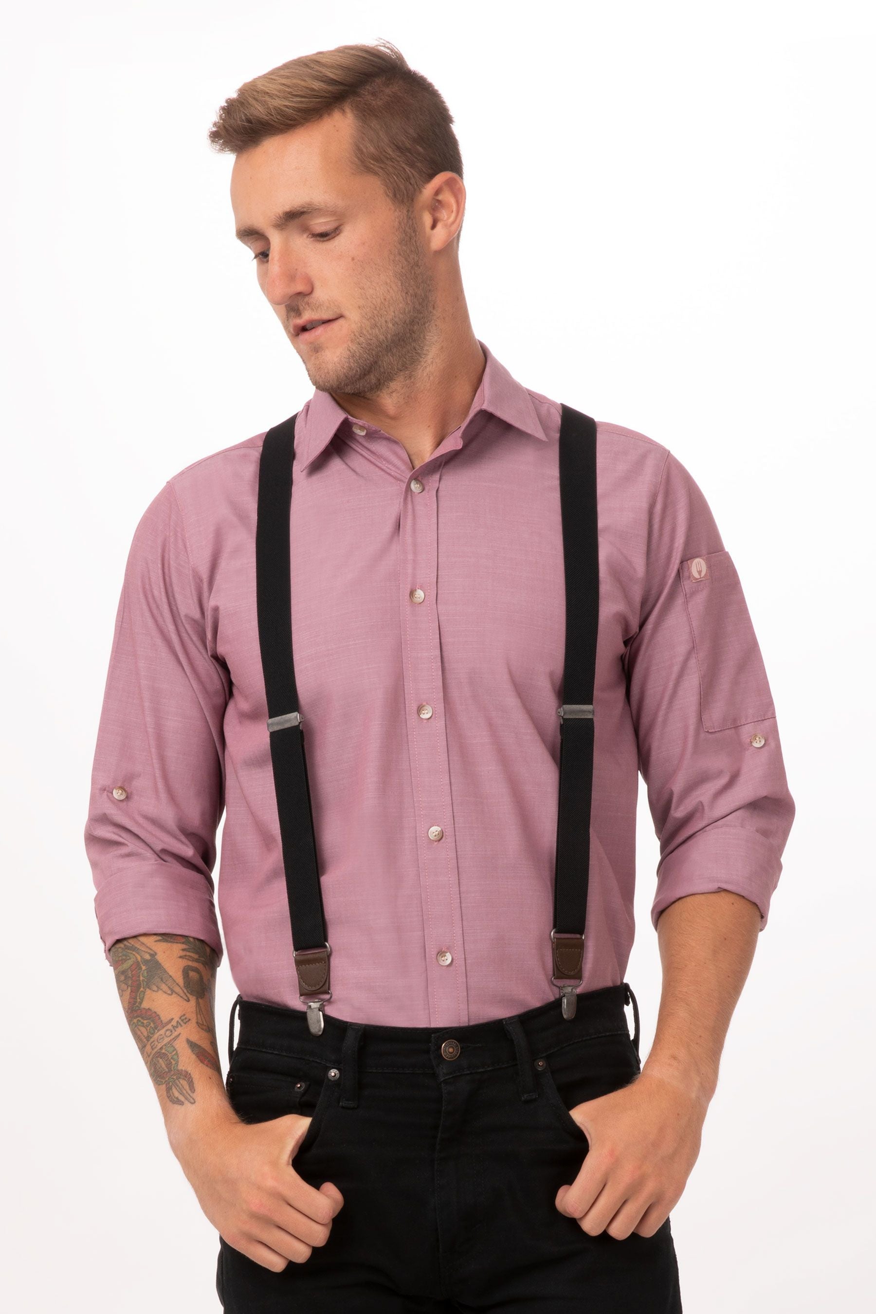 Black 4 Clips Suspenders Belt Adjustable Jacquard Y-back Suspenders Pants  Suspenders For Pants